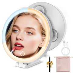 š LUMIVUE⢠EliteGlow Portable Makeup Mirror with 10X Magnification LED Beauty Light ⢠Travel-Ready ⢠Precision Detail Mirror