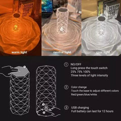 Smart Toch Diamond Shape Lamp With 16 Multiple Colors