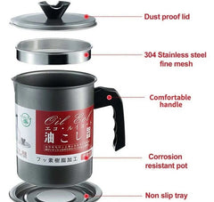1.4L Oil Filter Pot With Strainer Frying Oil Filter Container