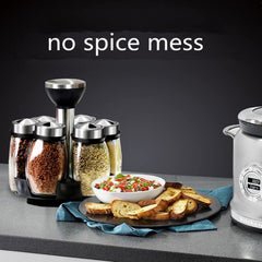 360 Rotating Spice Rack with 6 pcs Jars Set