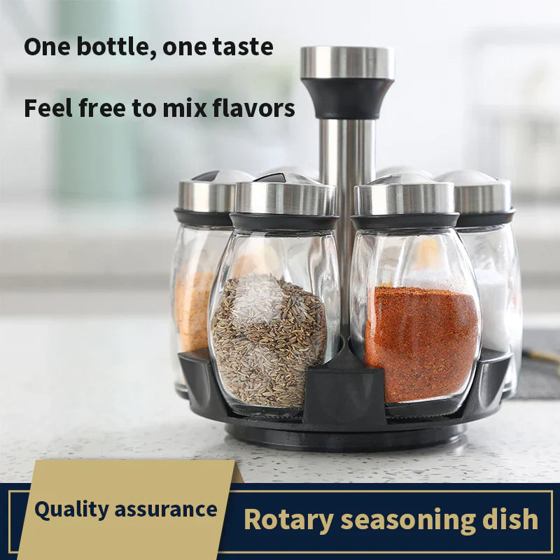 360 Rotating Spice Rack with 6 pcs Jars Set