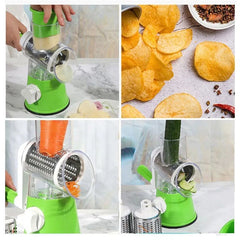 Multifunctional Roller Vegetable Cutter | 3 In 1 Vegetable Slicer And Cutter with 3 Removable Blades