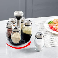 360 Rotating Spice Rack with 6 pcs Jars Set