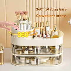 3 Layer Cosmetic Organizer With Rotating Brush Holder