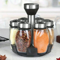 360 Rotating Spice Rack with 6 pcs Jars Set