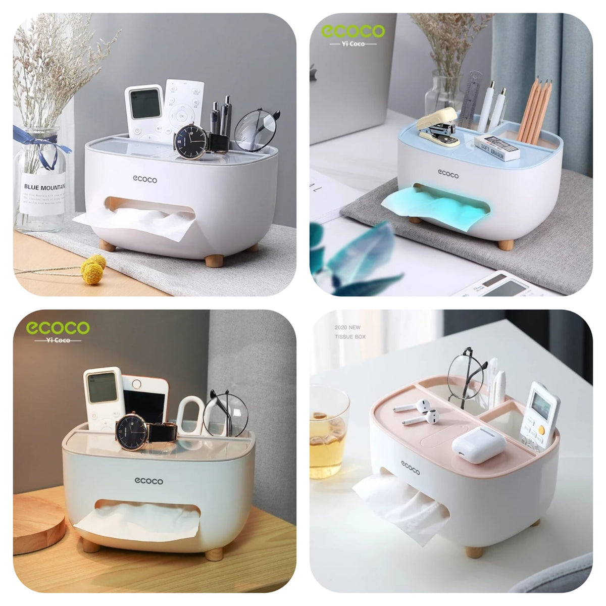 Ecoco Tissue Box With Multifunctional Holder