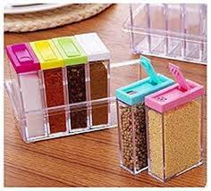 6 Pcs/Set Spice Shaker Seasoning Jar Plastic Condiment Transparent Storage Container with Tray