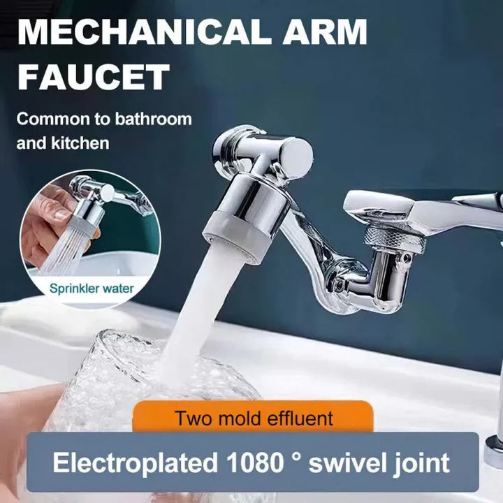 1080 Degree Swivel Extension Faucet Aerator Rotate Robotic Arm Tap Extender